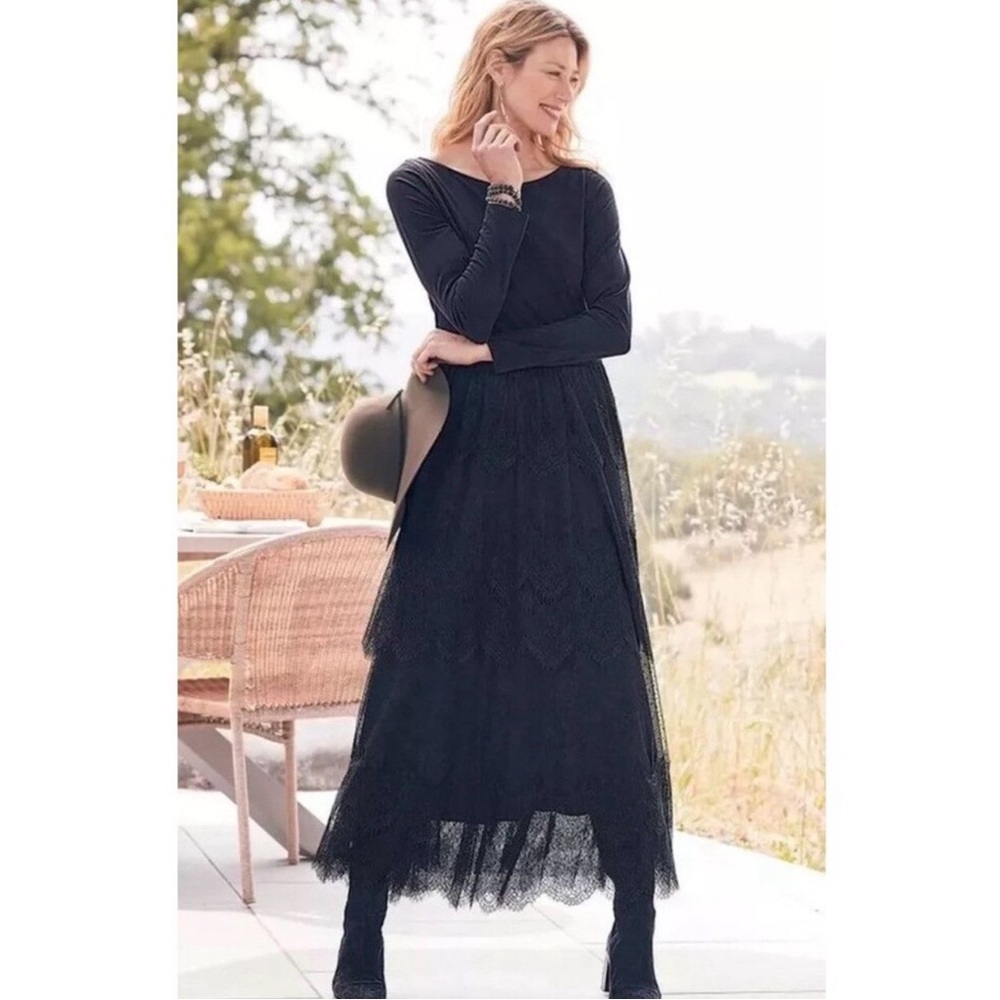 Soft Surroundings Frederica Black Lace Maxi Dress Lacemade Whimsigoth Small Pet
